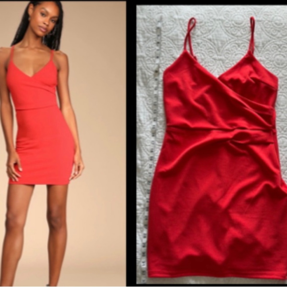 RED Mini Dress. Red cocktail dress bodycon.